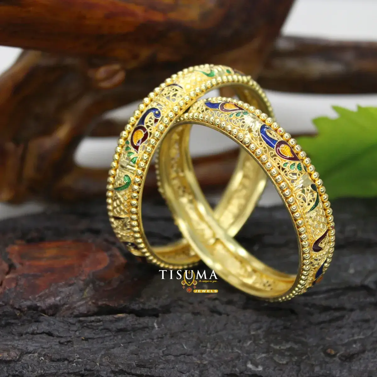 Micro Gold Peacock Jaali Bangles